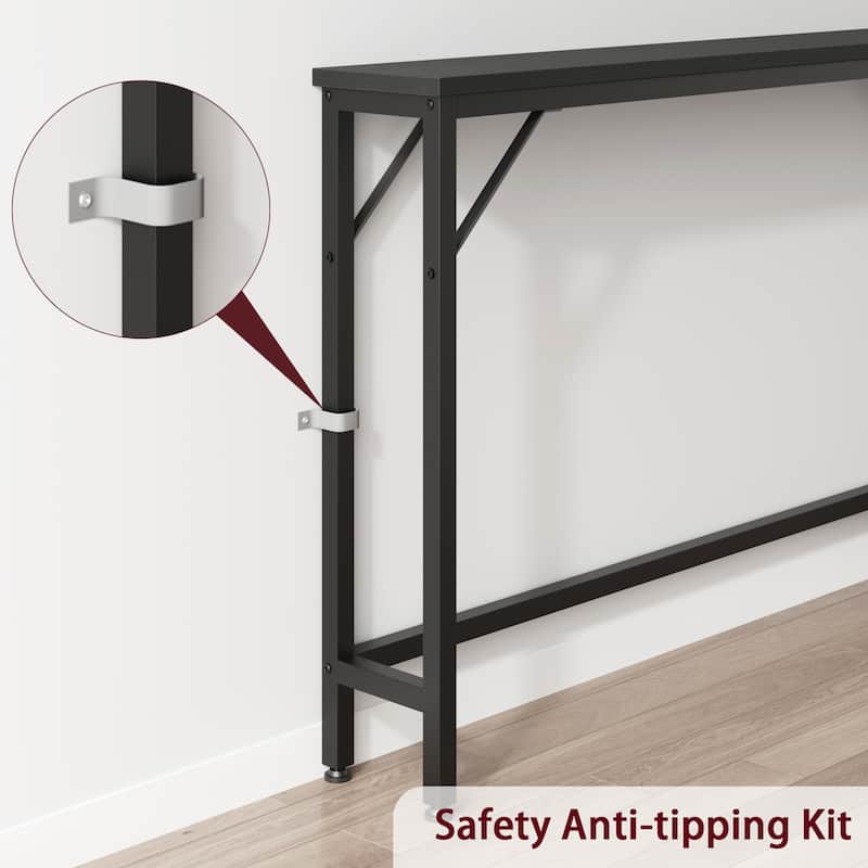 5.9" Narrow Sofa Table, Skinny Console Table with Storage