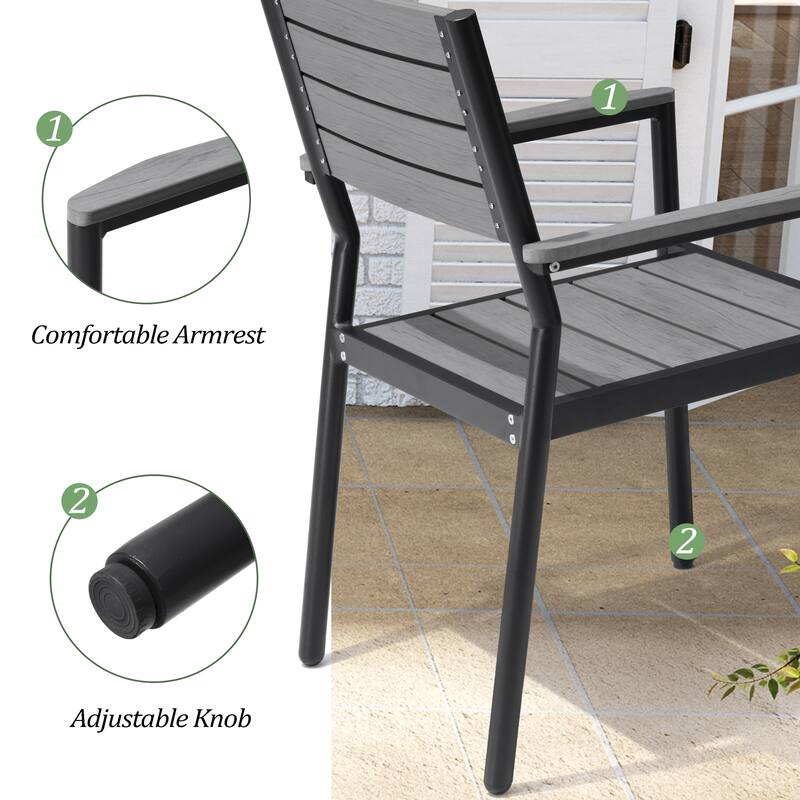 Pellebant 7/9PC Outdoor Rectangle Aluminum Dining Table with Stackable Chairs