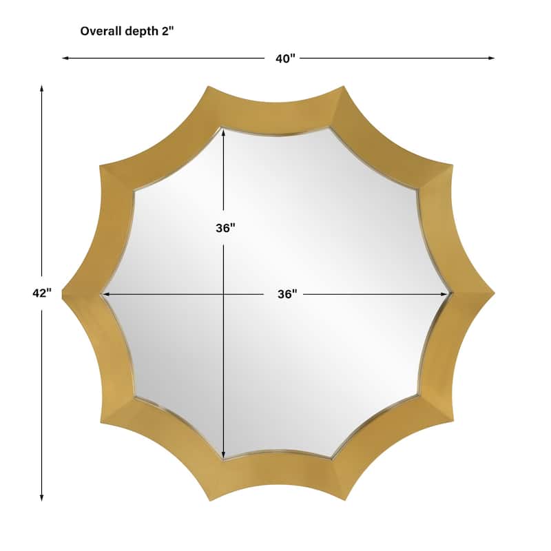 Brushed Brass Round Wall Mirror - 42" - Gold
