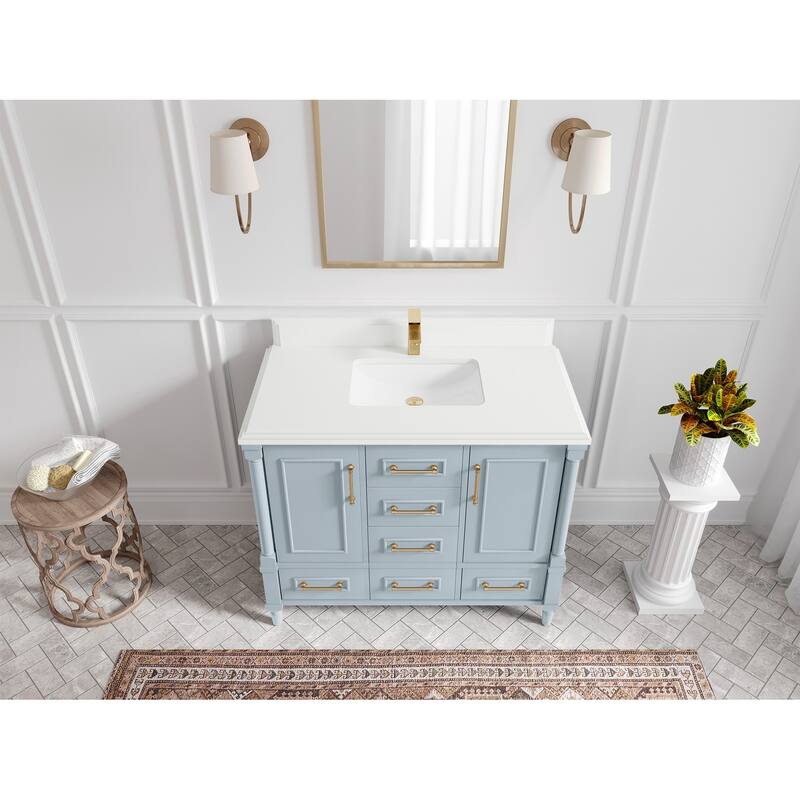 Willow Collections 42 in. W x 22 in. D Aberdeen Single Bowl Sink Bathroom Vanity in Pewter Green with Countertop