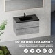 preview thumbnail 8 of 32, ABRUZZO Single Sink Wall Mount Floating Bath Vanity in Cement Grey with Black Quartz Sand Surface Top - 24"