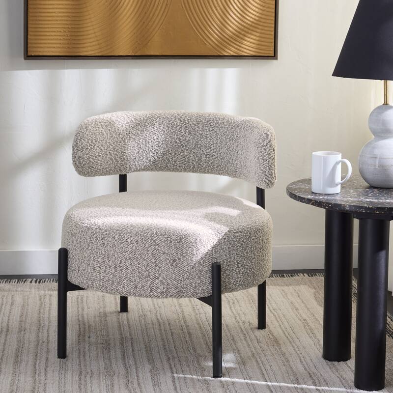 SAFAVIEH Home Cardan Dining Chair - 25"W x 25"D x 28"H - Light Grey/Black