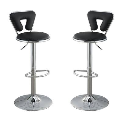 Set of 2 Faux Leather Adjustable Barstool