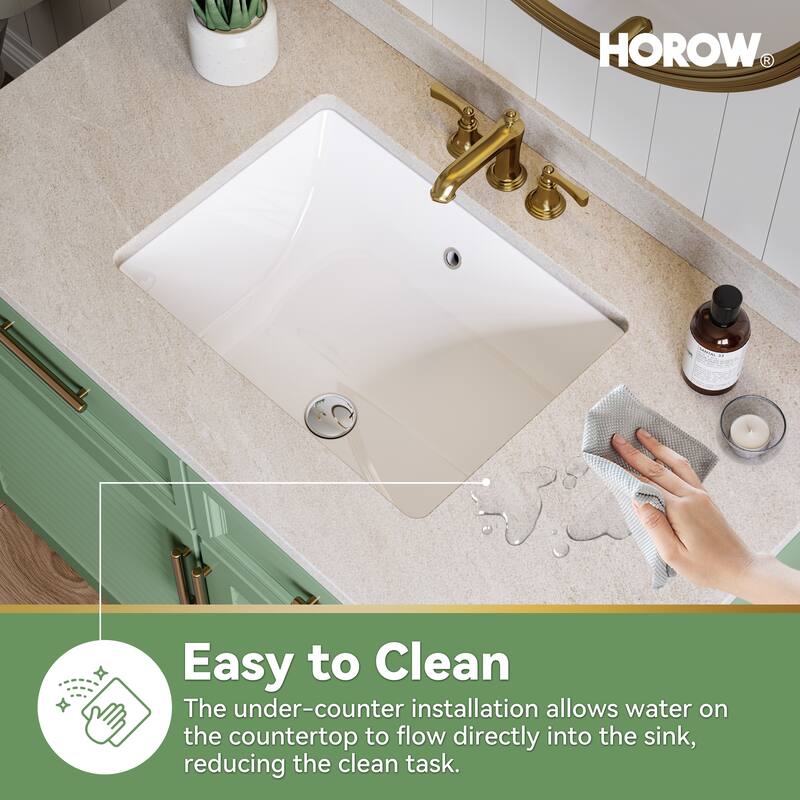HOROW 20.28 in. Rectangular Undermount Bathroom Sink in White with Overflow Drain Vitreous China