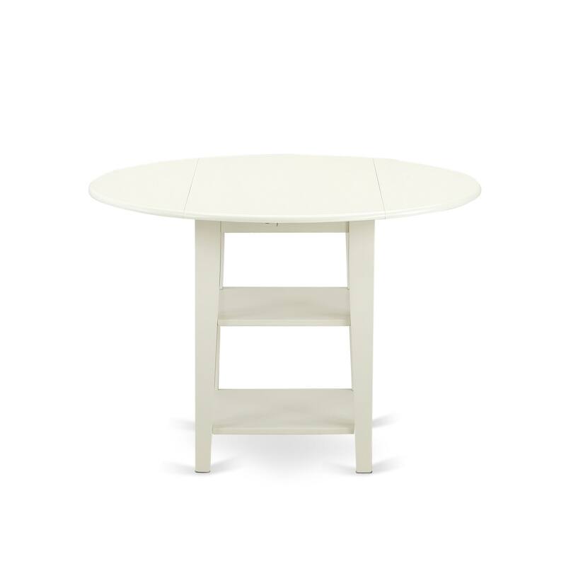 5-Piece Linen White Finish Solid Wood Top - Dining Room Set - Seats 4