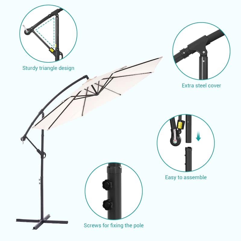 BONOSUKI 10ft Patio Offset Umbrella Outdoor Hanging Umbrella