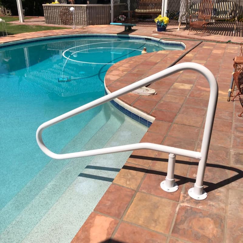 Saftron 54"x32" Cross Braced 3 Bend Slope In-Water Return to Deck Handrail White - 20