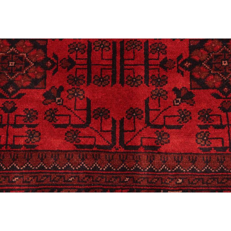 Rustic Biljik Khal Mohammadi Kimberly Red/Black Rug - 4'9'' x 6'6''