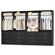 preview thumbnail 62 of 76, Kyrvo Freestanding Closet System with 3 Wooden Drawers ＆ Hanging Rod ＆ Storage Shelf, Modular Walk-in Closet Organizer Wardrobe