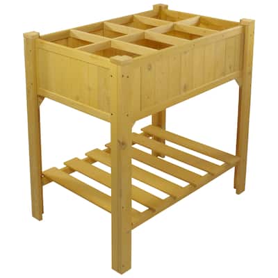 3ft Wooden Raised Garden Bed Planter Box with Shelf - 3'