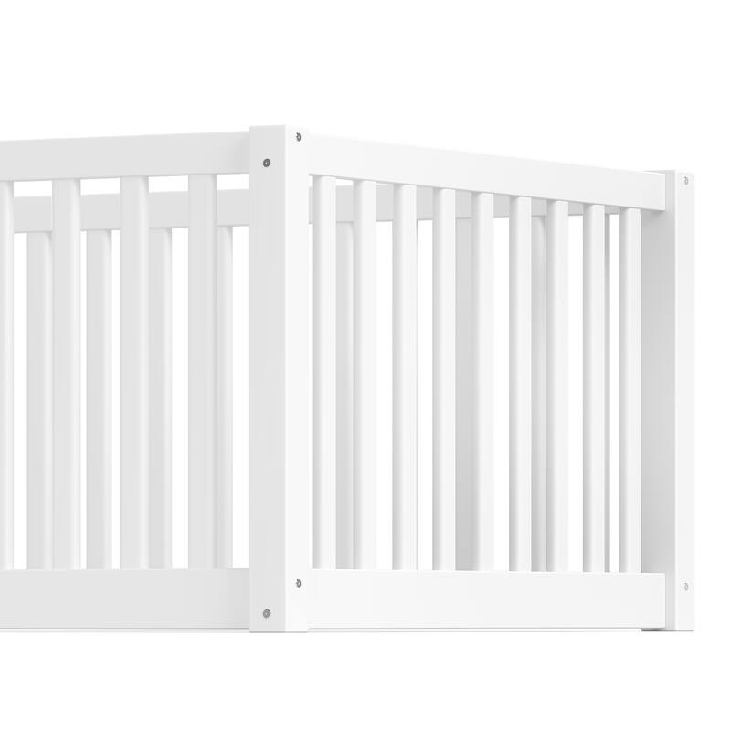 Montessori Floor Bed with Safety Guardrails & Door, Kids Low Profile Frame, Available in Queen/Full/Twin