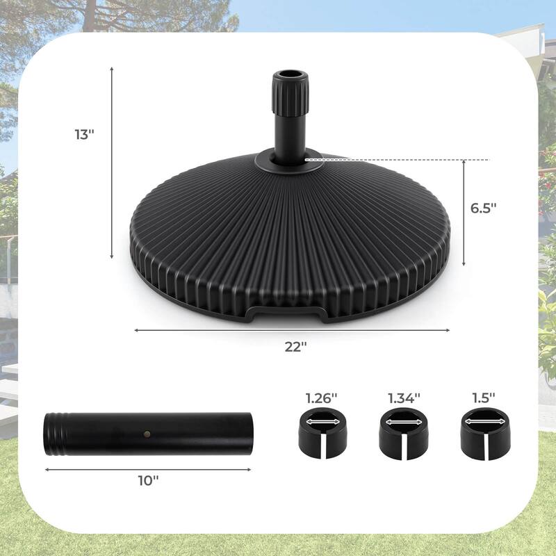 Costway Fillable Umbrella Base with Shell Texture 3 Coupler Sizes for - See Details