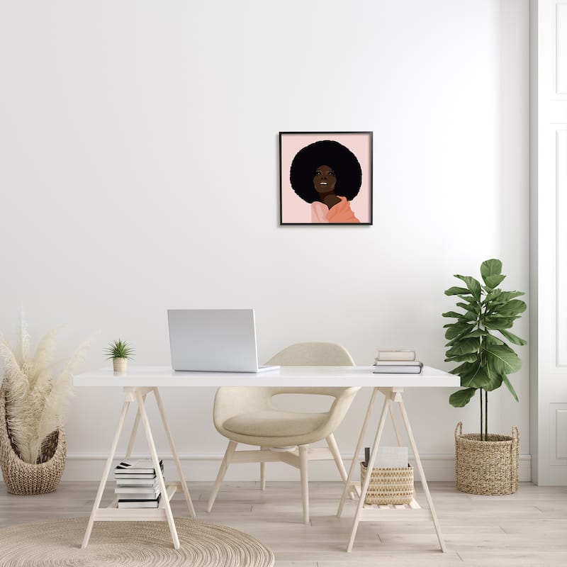 Stupell African American Woman Wearing Pink Glam Fashion Framed Wall Art - Brown