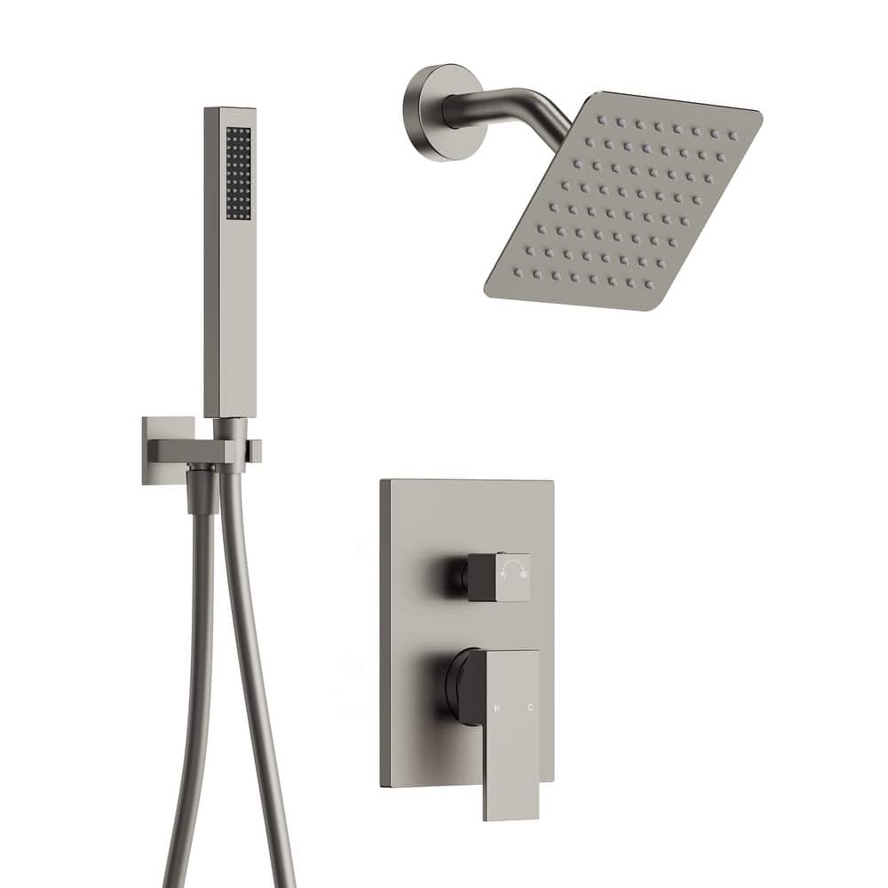 GRANDJOY 2-Function Rainfall Shower System with Handheld, Single Handle Wall-Mount Design