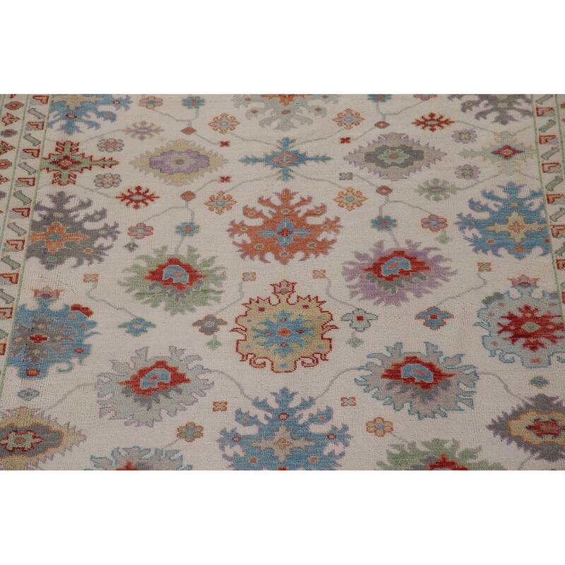 Hand Knotted Oriental 100% Wool Carpet Transitional All-Over Beige & Ivories Oushak Area Rug - 17' 10'' X 9' 1''