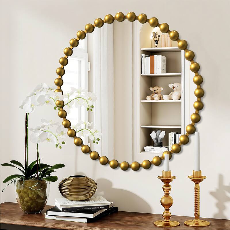 Iron Bead Wall Mirror to Enhance the Overall Otyle - 27X27 - Gold