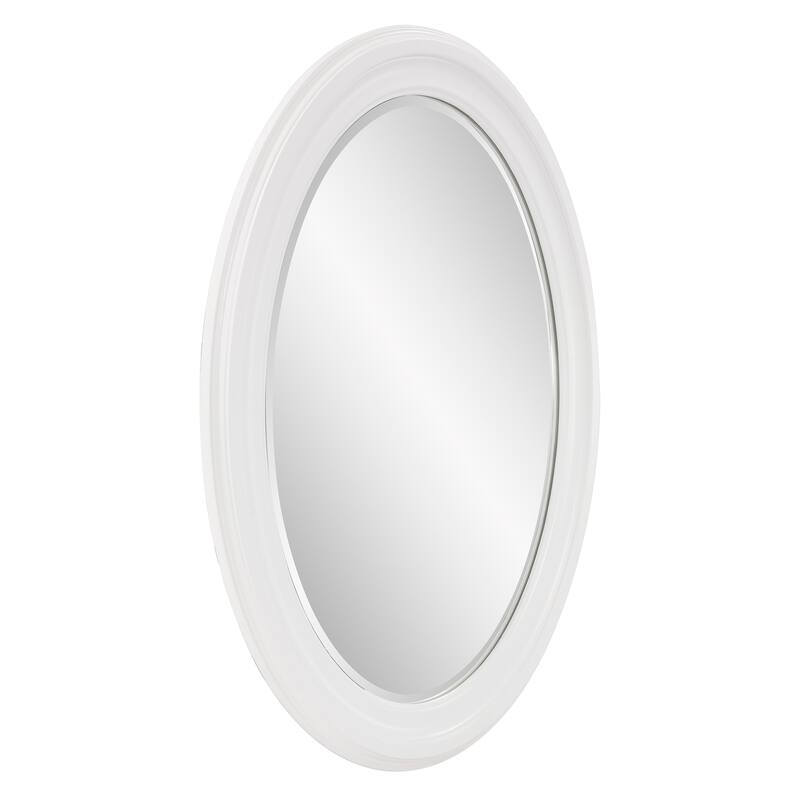 Allan Andrews White Oval Wood Framed Beveled Wall Mirror