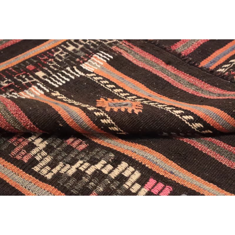 Hand Woven Oriental 100% Wool Carpet Southwestern Tribal Multi-Colored Kilim Area Rug - 9' 3'' X 7' 1''