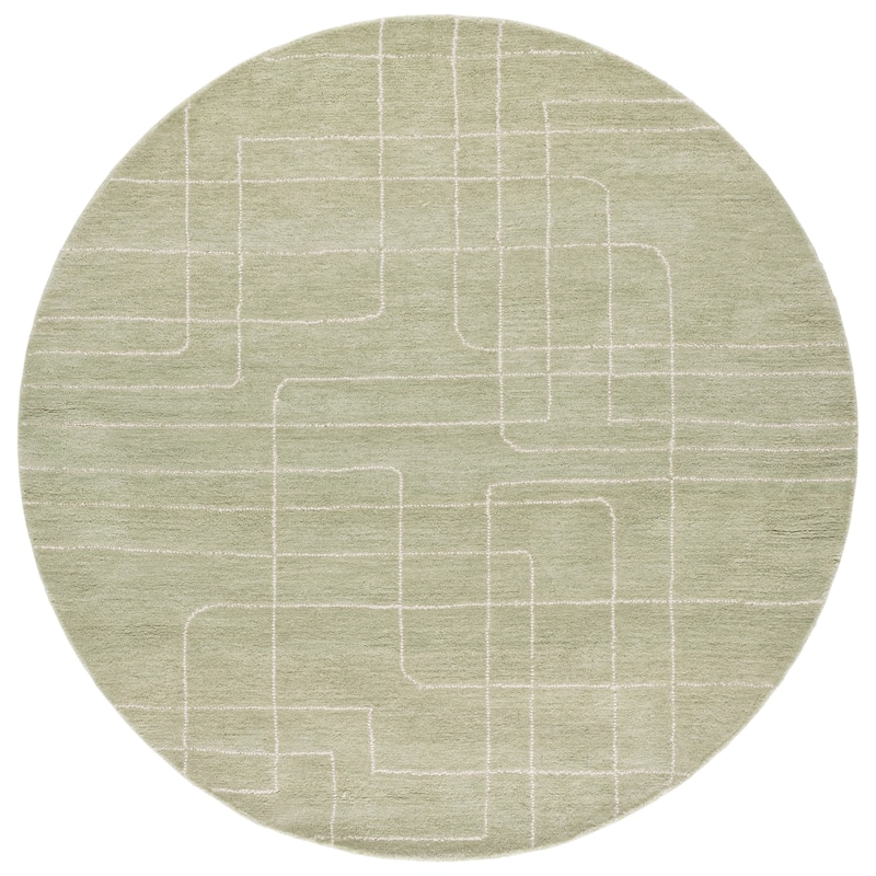 SAFAVIEH Handmade Harvest Indina Wool Rug - 6' Round - Sage