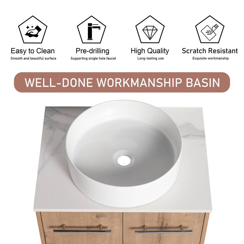 BNK 24"/30" Single Sink Bathroom Vanity with Soft Close Door, Modern Floating Vanity