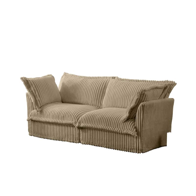 83.4" Corduroy 2-Seater Soft Multiple Sofa with Big Pillows for Living Room