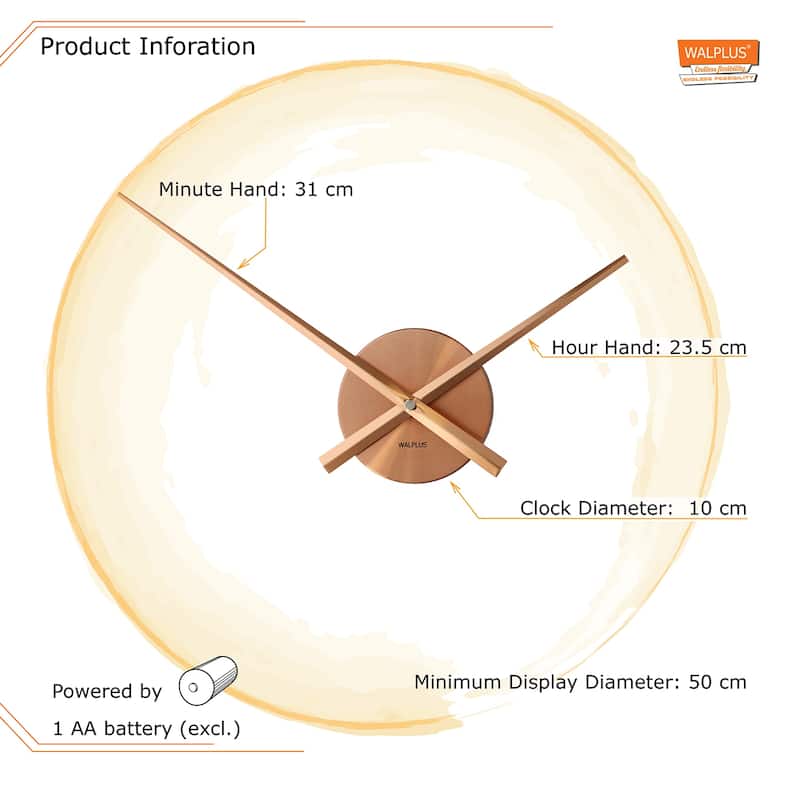 Walplus Designer Flexi Minimal Wall Clock Copper Simple Home Decor Art