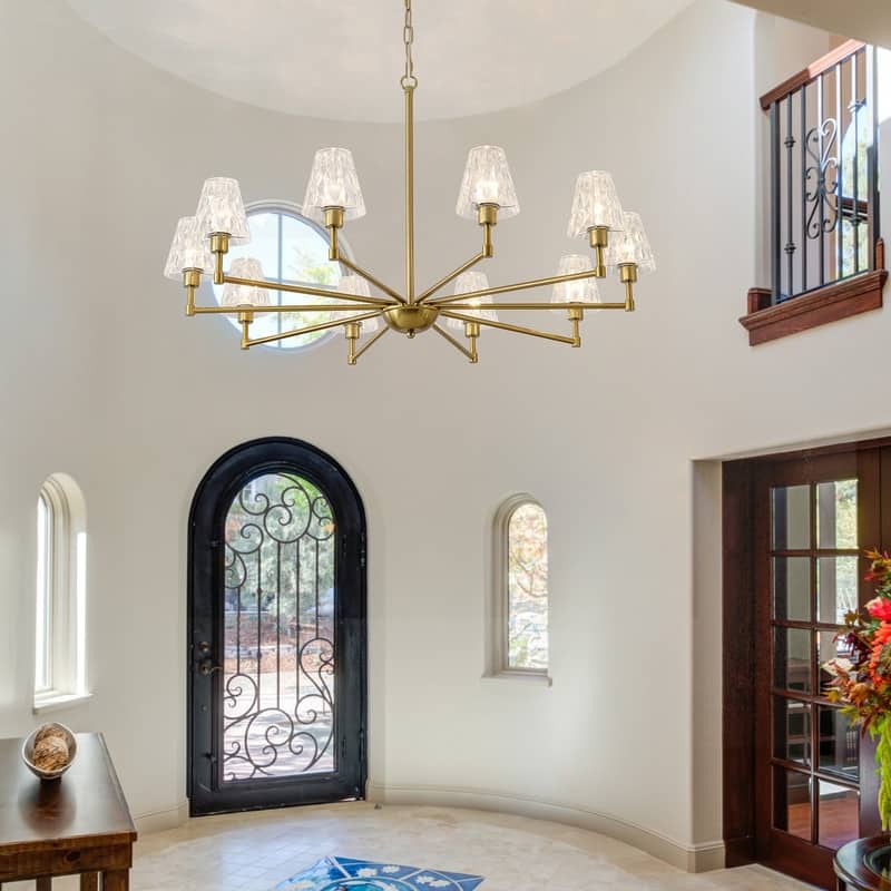 Mid-Century Modern Chandelier Farmhouse Modern Glam Gold Glass Chandelier