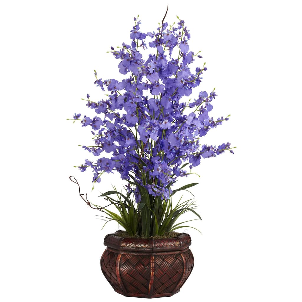 Silk Flower Arrangement Tall Vase Home Decor Coastal Chic Faux Flowers 30 Inch - Purple - 16