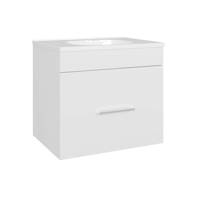 White Bathroom Vanity with 1 Drawer - 23.2" Wide Engineered Wood Storage for Small Spaces