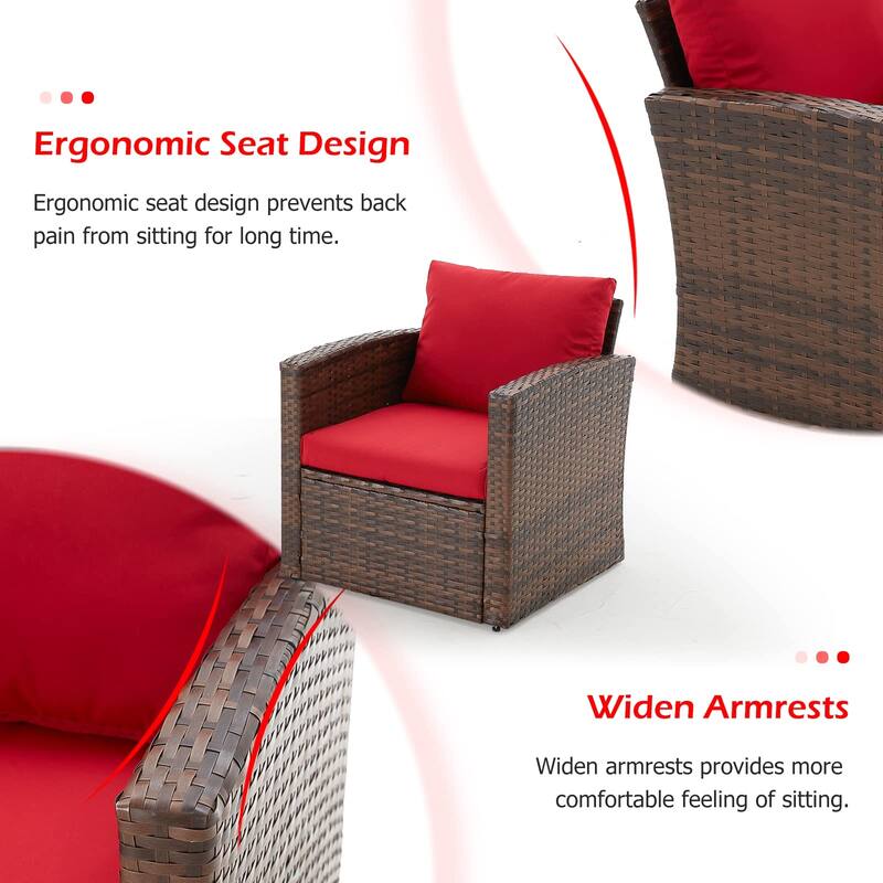 AECOJOY 7-Pieces Patio Sectional Sofa Outdoor Wicker Furniture Set