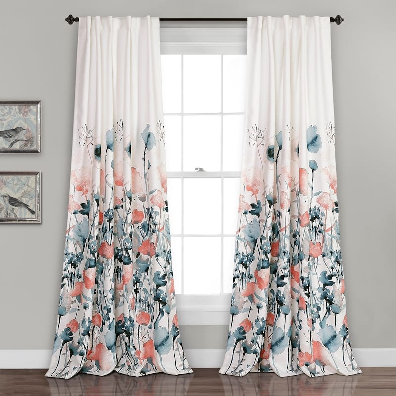 The Curated Nomad Luminet Flora Room Darkening Window Curtain Panel Pair - 52x84 - Coral