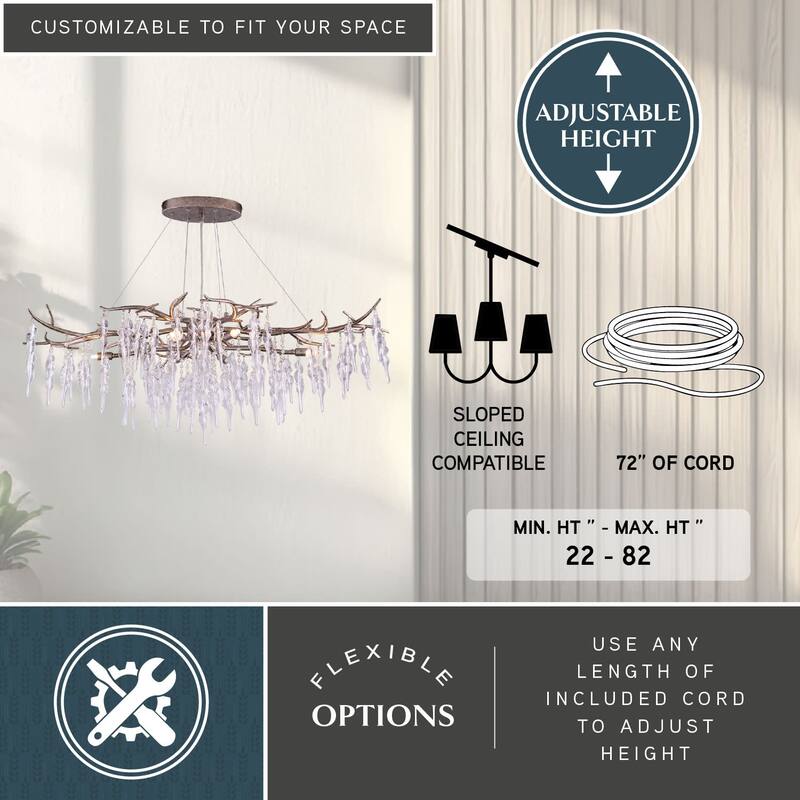 Vaxcel Lighting Rainier 6 Light 40" Wide Crystal Waterfall Chandelier