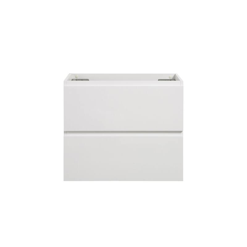 Modern 24" Alice Wall-Mounted Vanity with Silent Soft-Closing Drawers, Walnut Finish, and Ample Storage - No Basin Included - 23.8in L MDF - 23.8in L White