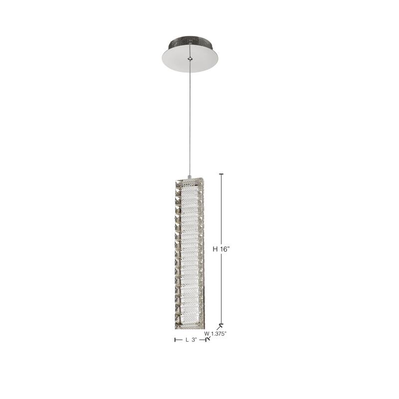 Nova LED 16 Inch Mini Pendant Polished Nickel Finish K9 Crystal - Polished Nickel
