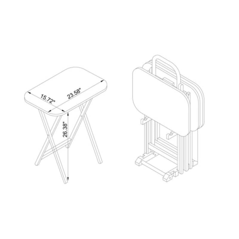 5-Piece Folding Tray Table Set - 26.25" - Brown