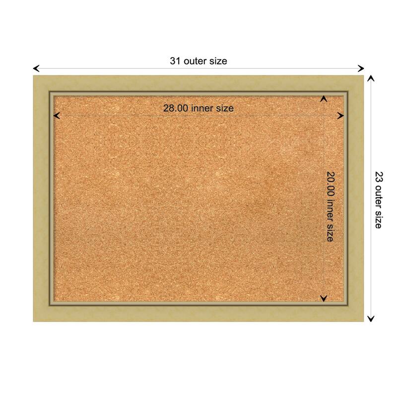 Landon Gold Narrow Framed Natural Corkboard Bulletin Board - Board Size 28x20