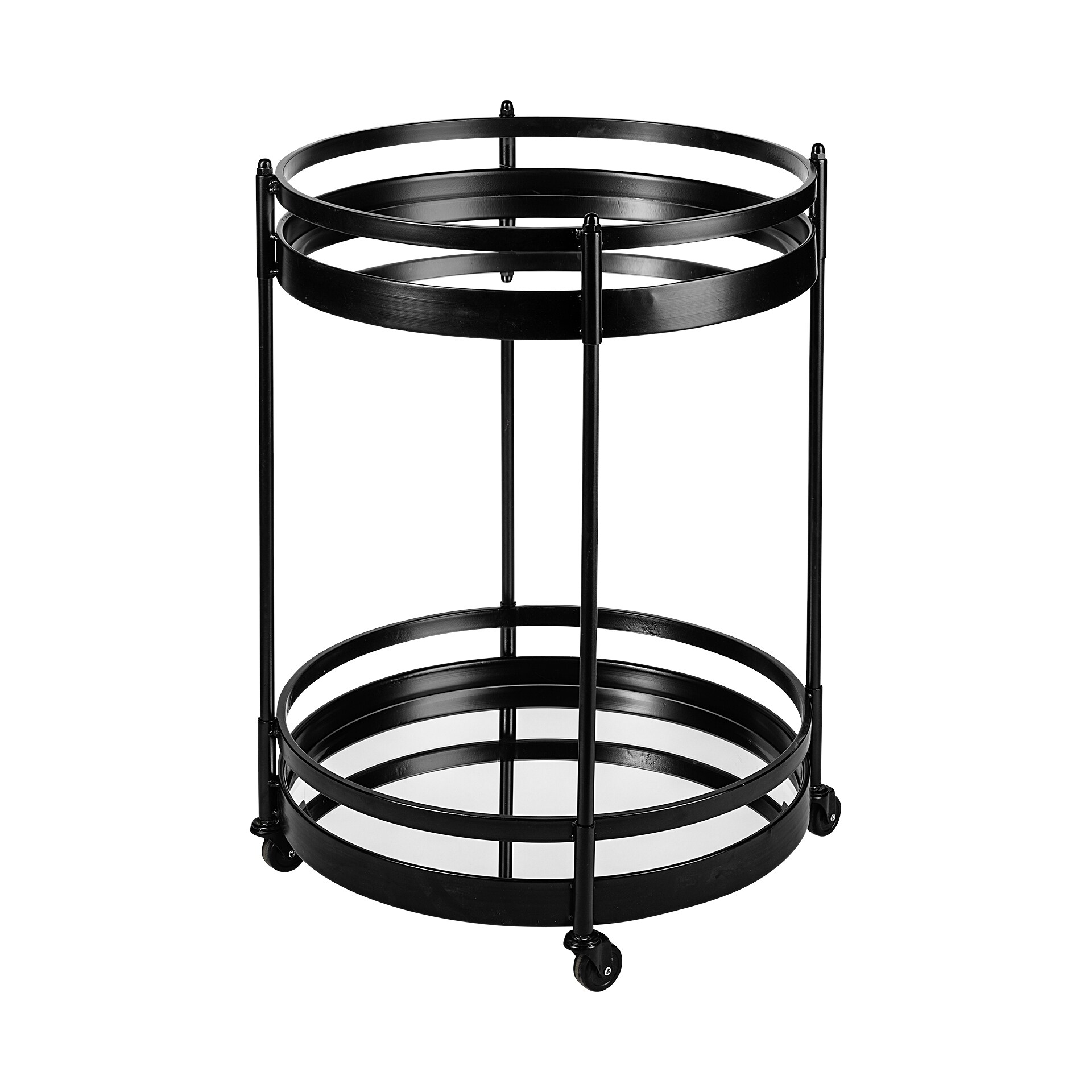 Ada Round Shape Black Metal Frame TwoTier w/Glass Shelf Bar Cart Bed