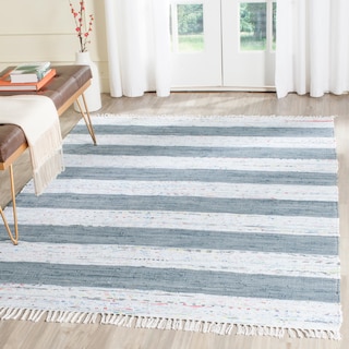 SAFAVIEH Handmade Flatweave Montauk Calli Casual Cotton Rug - Ivory/Grey - 5' x 7'