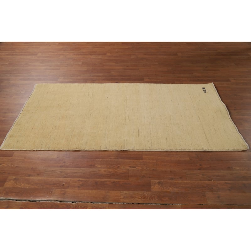 Beige Yellow Gabbeh Oriental Foyer Rug Handmade Wool Carpet - 3'1"x 6'4"