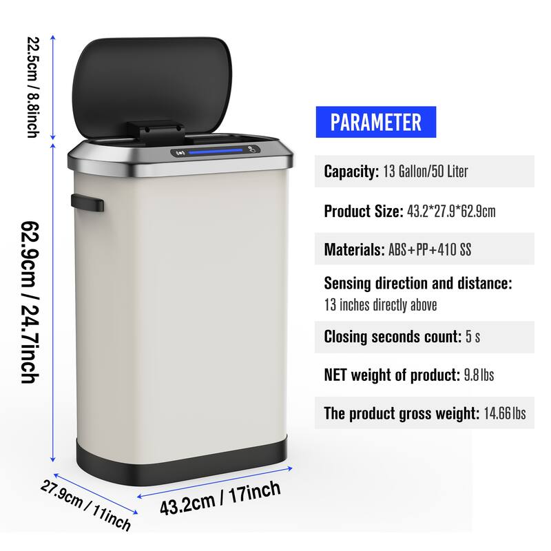 50L Kitchen Smart Automatic Trash Cans with Full Intelligent Sensor