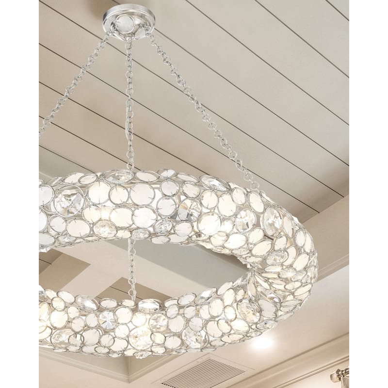 Palla 8 Light Antique Silver Chandelier - 32"W x 5.25"H x 32"D