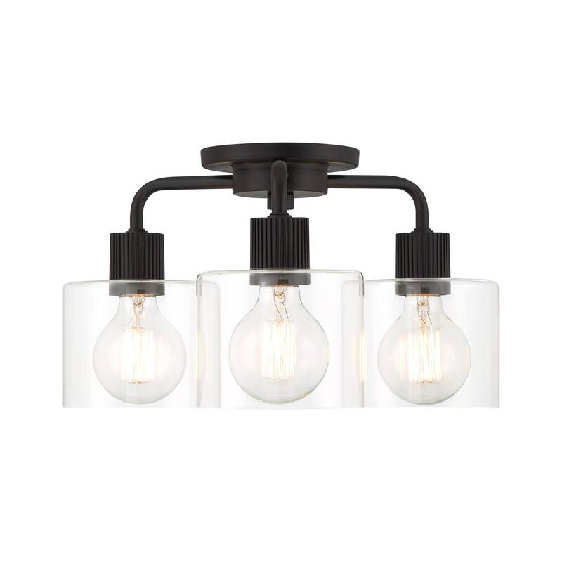Vibrato 16 in. 3-Light Matte Black Transitional Semi Flush Mount Light