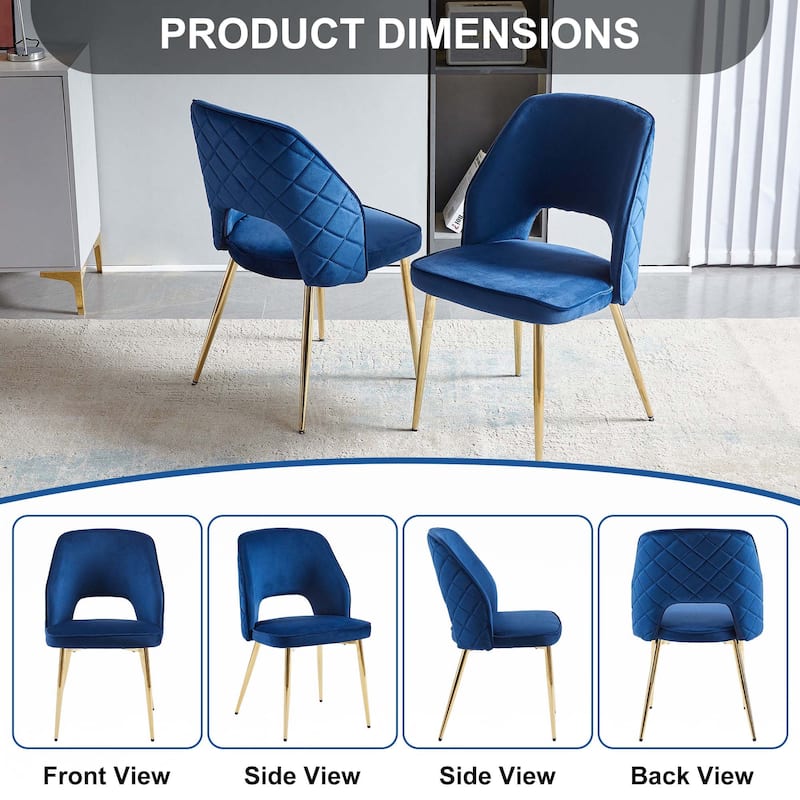 Velvet Dining Chairs with Metal Legs,Set of 4