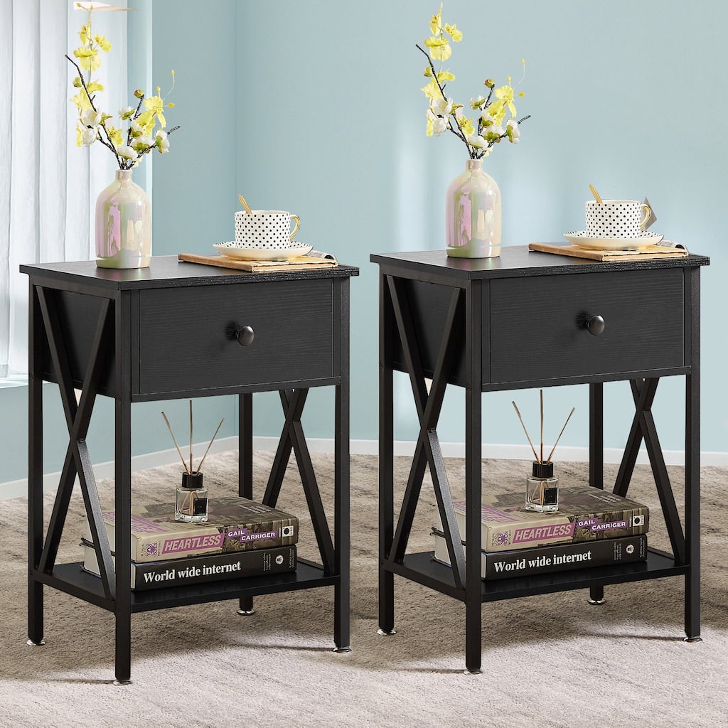 VECELO Modern Nightstands Set of 2 with 1- Drawer End Table Side Table