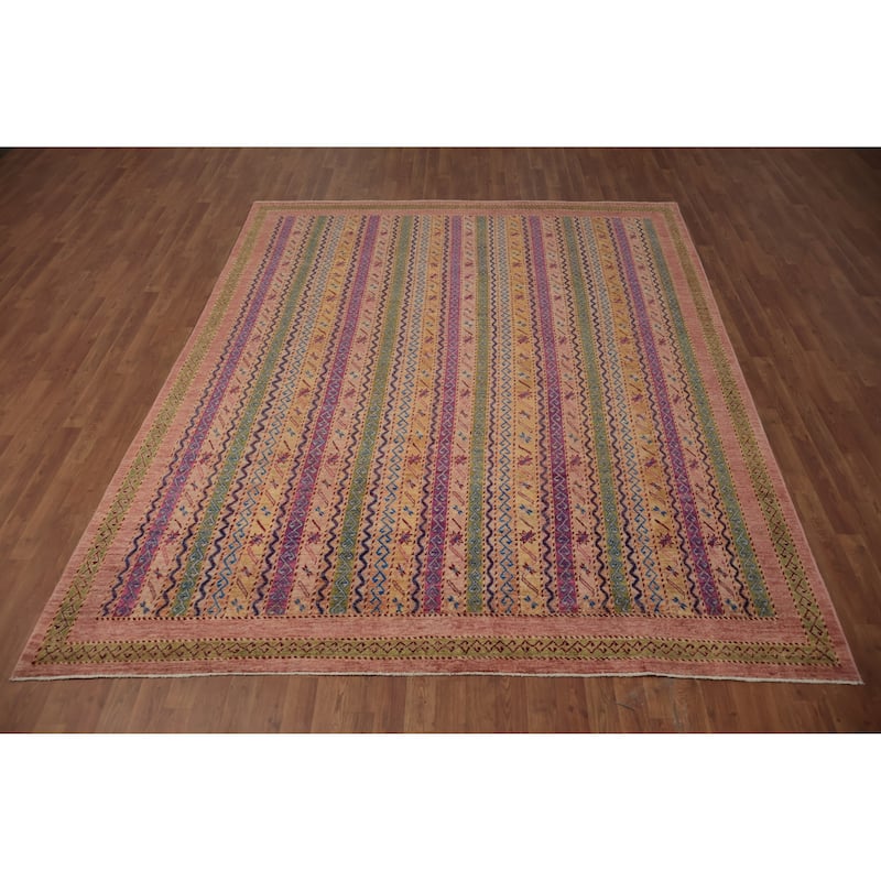 Hand Knotted Oriental 100% Wool Carpet Traditional Geometric Multi-Colored Ziegler Area Rug - 10' 0'' X 8' 0''