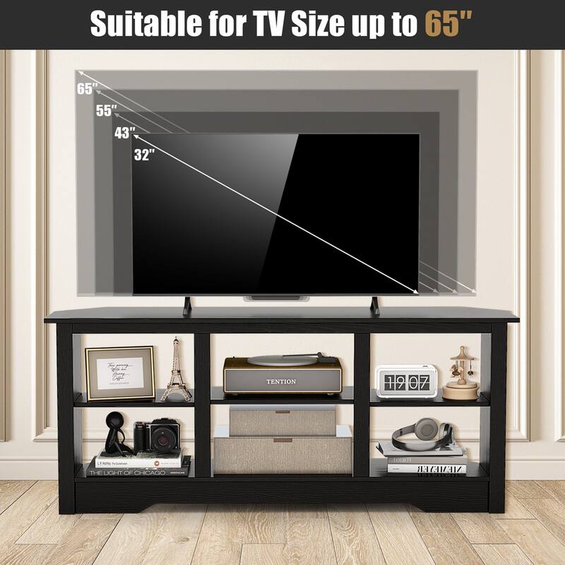 Costway 58" TV Stand with 6 Open Storage Shelves Shelf for 18 inch - See Details