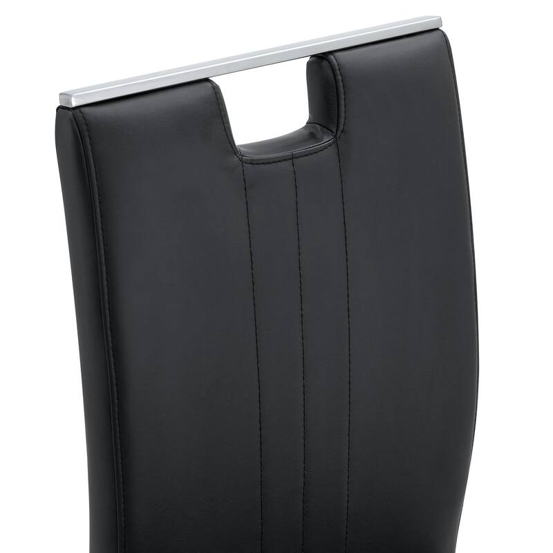 Set of 4 black PU material bow-shaped chairs - Perfectly integrated into industrial and modern home design, with product