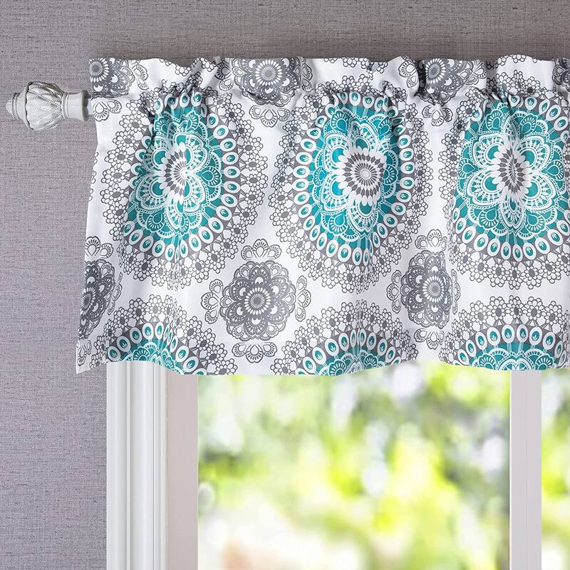 DriftAway Bella Medallion Pattern Room Darkening Rod Pocket Window Curtain Valance