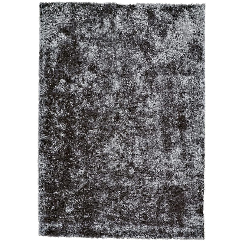 Kelim Lustrous Shimmering Shag Area Rug - 7' x 10' - Graphite Gray