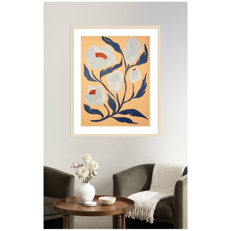 Kate and Laurel Framed Art Gray Flower by Emma Daisy